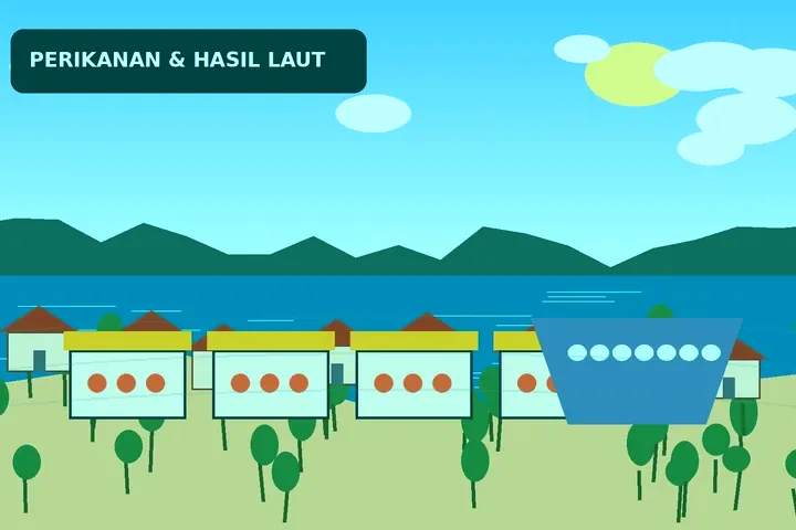 Ilustrasi Pesisir dan Perikanan Teluk Bakau